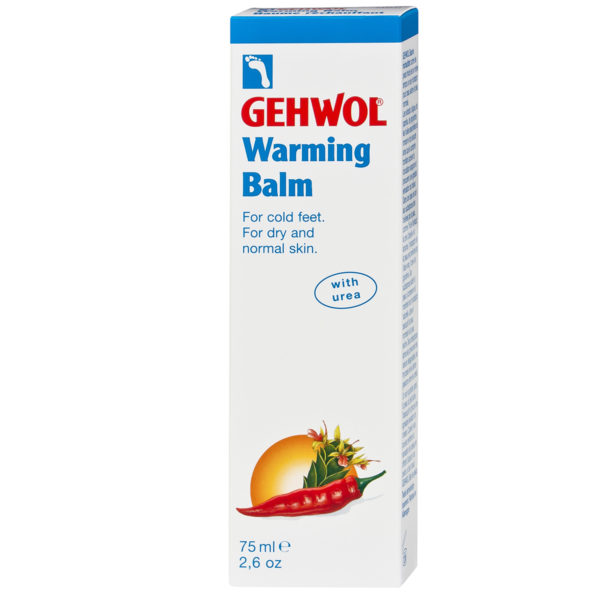 "Bilde av Gehwol Warming Balm, vakkert presentert i en praktisk tubeforpackning, klar til å gi varme og komfort til kalde føtter."