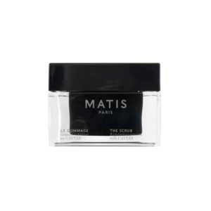 "Bilde av Matis Caviar The Scrub i en elegant beholder, perfekt plassert mot en enkel bakgrunn for å fremheve den eksklusive naturen av produktet."