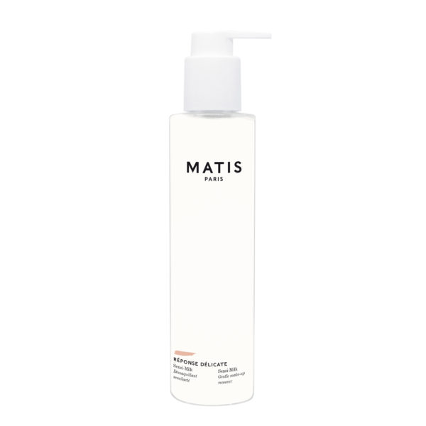 "Bilde av Matis Sensi-Milk Gentle Make-up Remover, elegant plassert på en rolig og ren bakgrunn for å fremheve produktets skånsomhet og effektivitet i makeupfjerning."