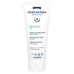 Bilde av Isispharma Secalia DS tube på en rolig bakgrunn, illustrerer den beroligende og fuktighetsgivende effekten for sensitiv hud