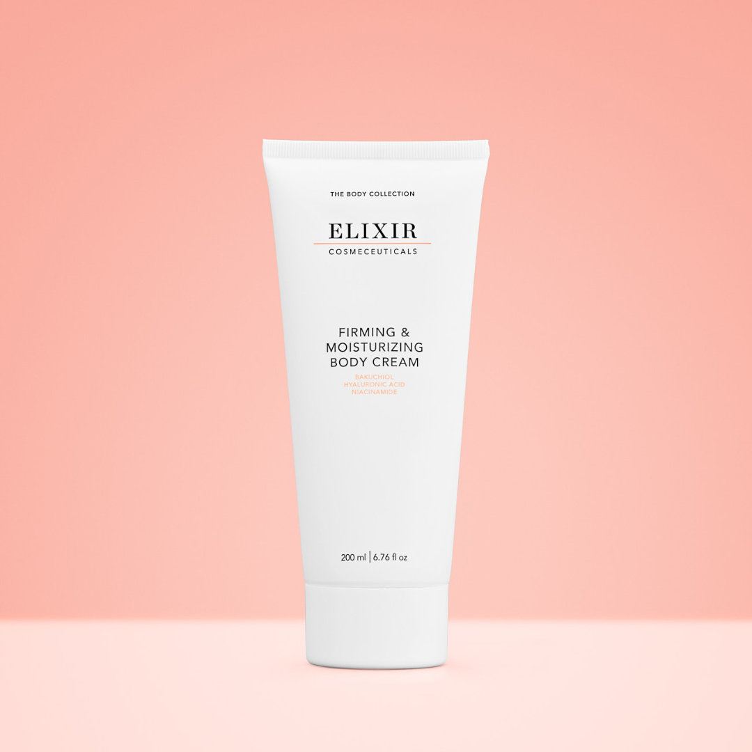 Elixir Firming & Moisturizing Body Cream Bilde av Elixir Firming & Moisturizing Body Cream i en elegant beholder, som fremhever produktets fuktighetsgivende og oppstrammende egenskaper