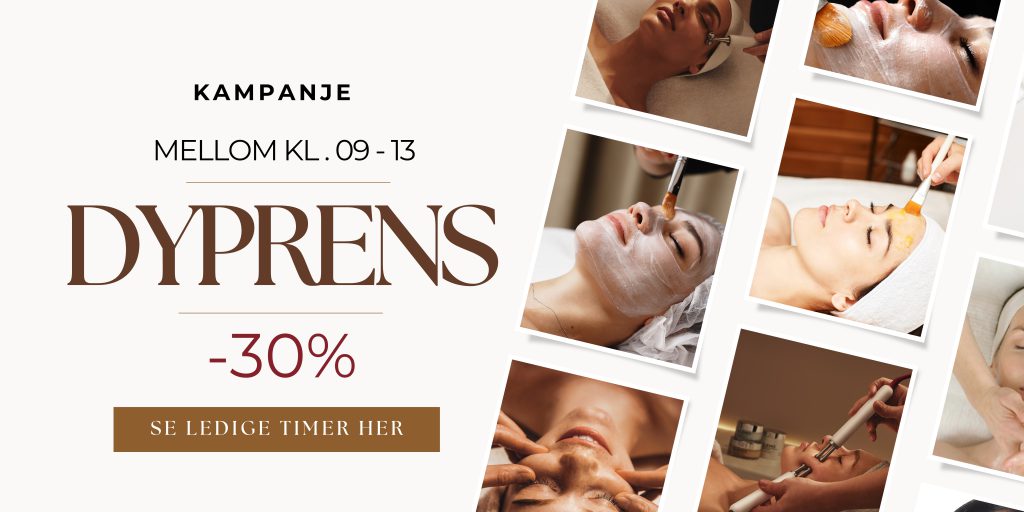Dyprens ansiktsbehandling hos Oslo Hudpleieklinikk Medispa med rens, peeling og hudpleie. Kampanje med 30 prosent rabatt på formiddagstimer mellom klokken 09 og 13.